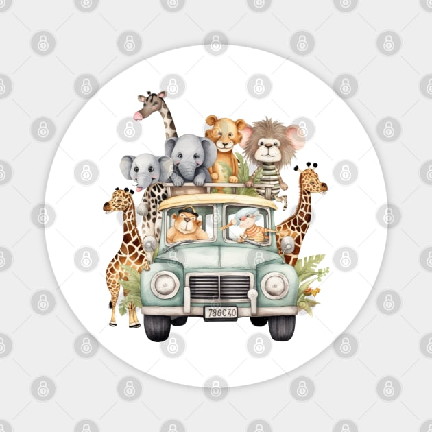 Watercolor Baby Animal Safari #2 Magnet by Chromatic Fusion Studio